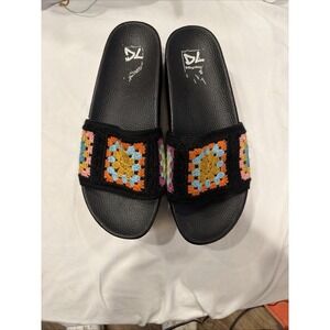 Dirty Laundry Multicolor Floral Crochet Boho Platform Slide Sandals 10 (43)